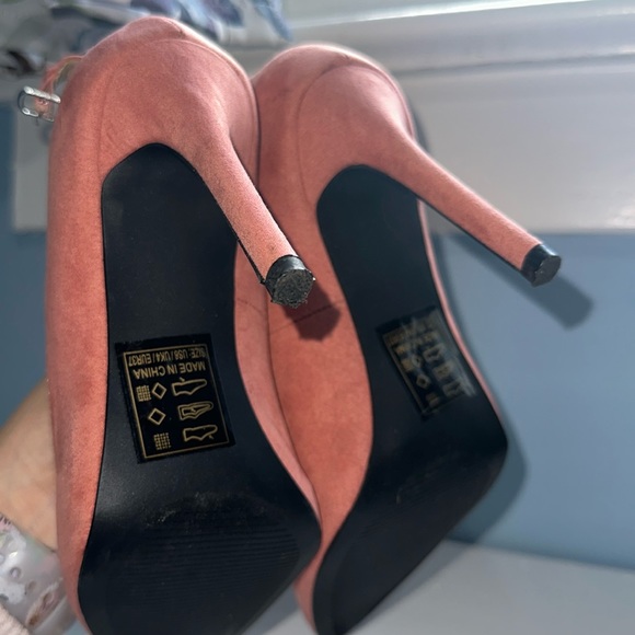 QUPID Pink/Mauve Stiletto Suede Heels, Sz 6 - Picture 5 of 7